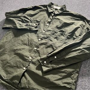 Alex Mill Jo Shirt Cotton Poplin Green Women’s L Preppy Business Boxy Oversized